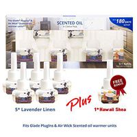 Clean-n-Fresh Scented Oil Refills，5pc Lavender Linen + Free Bonus 1pc Hawaii Shea, 120ml 4oz, Fits Glade & Air Wick Warmer (NOT Include)