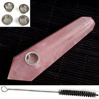 3.5-4.5 Inches Natural Quartz Stone Healing Crystal Point Wand Craft with 5 Metal Filters &1 Brush (Rose)
