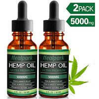 (2 Pack) Hemp Oil 5000mg for Pain Relief Anxiety - 100% Natural Organic Hemp Seed Extract, Rich Omega 3,6,9- Zero THC CBD Cannabidiol - Pure Hemp Oil Drops