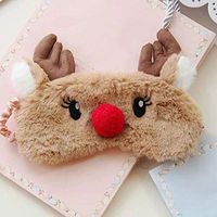 Eutuxia Cute Animal Sleeping Mask, Blindfold Eye Mask Elastic Bandage for Night Sleep, Perfect for Long Distance Travel, Nap, in Plane, Car, Train, Home & More. Soft Furry Fluffy & Adorable [Elk]