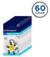 Westinghouse Hearing aid Batteries A10, Zinc Air Batteries, Mercury Free (A10, 60 Counts)