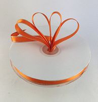 Ben Collection 1/4" X 50 Yards Double Face Satin Ribbon with Metallic Silver Edge (Orange)