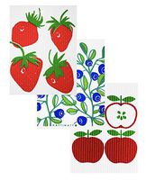 Kattinatt Swedish Wash Towels Fruit 3 Pack (Strawberries, Blueberries, Apples)