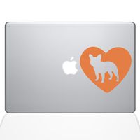 The Decal Guru Heart French Bulldog MacBook Decal Vinyl Sticker - 13" MacBook Air - Orange (1325-MAC-13A-P)
