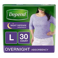 Depend Night Defense Incontinence Overnight Underwear for Women, L, 30 Count - Pack of 3