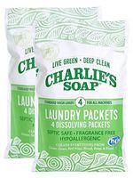 Charlie's Soap - Unscented Laundry Packets - Travel Size (2 Pack, 8 Total Loads)