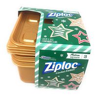 Ziploc Limited Edition Holiday Square  1.25 Quart Containers (Pack of 3) (Gold)