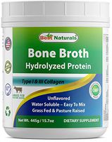 Best Naturals Bone Broth Hydrolyzed Protein Type I & Type III Collagen unflavored 445 Gram (15.70 OZ) Water Soluble - Easy to Mix
