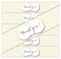 24 Thank You Chevron Waterproof Water Bottle Stickers (Ivory)