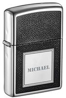 Personalized Zippo Square Design High Polish Chrome Windproof Lighter with Free Engraving