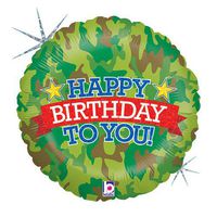 Betallic 7738318 18" Camo Birthday Foil Balloon, 18 Inch, Multi-Color