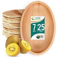 Verde Planet - 7 inch Oval Palm Leaf Trays - Biodegradable, Ecofriendly, Disposable, Sturdy, Elegant, Premium Quality Plates, USDA Certified - 25 Count