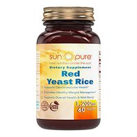 Sun Pure Premium Quality Red Yeast Rice 1200 mg Tablets Glass Bottle 60 Count Per Bottle - Supports Overall Health & Well- Being - Supports Cardiovascular Health - Supports Healthy Weight Management