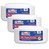 300 Count, PlastX Disposable 6 inch White Plastic Dinnerware Appetizer Plates, Microwavable, Great For Home, Office, Wedding, Parties, or Everyday Use, 3 Packs