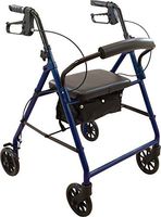 ProBasics Medical Rolling Walker with Wheels - 4 Wheel Walker with Seat, Backrest and Storage Pouch - Rollator Walker for Seniors - Durable Steel Frame Supports up to 300 lbs, 6-inch Wheels, Blue