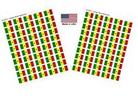Made in USA! 100 Country Flag 1.5" x 1" Self Adhesive World Flag Scrapbook Stickers, Two Sheets of 50, 100 International Sticker Decal Flags Total (Senegal)