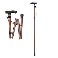 CHAONAO Walking Stick Foldable Walking Crutches with Handle 5 Adjustable Height Levels for Disabled and Elderly Mobility Walking Cane,Brown