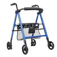 Lightweight Folding Rollator Walker with Padded Seat and Underseat Basket, Height Adjustable Handles & Back Support