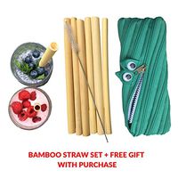 Belsou Reusable Bamboo Straws Set | Perfect for Smoothies and Easy to Clean | Includes Cleaning Brush and Fun Case for Kids