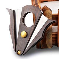 CyJay Cigar Cutter - Stainless Steel Zebra Wood Double Blades Guillotine &Unique Style Cutter Perfect for Most Cigars (Gold)
