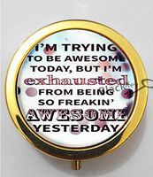 BlackKey Im Trying To Be Awesome Quotes 3-Compartment Decorative Pocket Gift Box Case Organizer for Pill, Color 2 -1497