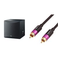 Yamaha 8" 100W Powered Subwoofer - Black (NS-SW050BL) & AmazonBasics Subwoofer Cable - 8 Feet