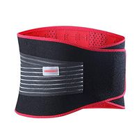 Udoarts Adjustable Lumbar Brace Back Support Belt with 10 Removable Steel Splints and Dual Straps,Black/Red