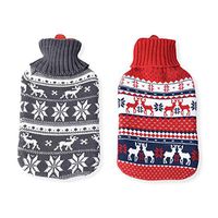 Shop LC Delivering Joy Set of 2 Gray and Red Rubber Hot Water Bottle with Knitted Cover