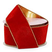 Thin Velvet with Metallic Back Wired Ribbon - 2-1/2" X 10Yd - Red/Gold