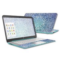 MightySkins Skin Compatible with HP Chromebook 14 (2015) case wrap Cover Sticker Skins Carved Blue