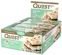 Quest Nutrition Protein Bar Peppermint Bark. Low Carb Meal Replacement Bar w/ 20g+ Protein. High Fiber, Soy-Free, Gluten-Free (24 Count)