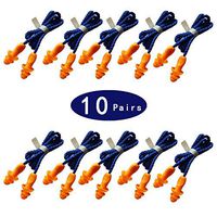10 Pairs of Soft Silicone Corded Ear Plugs Reusable Hearing Protection Earplugs