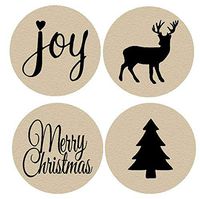 96pack Rustic Kraft Merry Christmas Joy Deer Tree Assortment Stickers Labels Envelope Decorative Seals -1.5inch