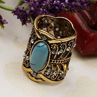 Vintage Crystal Buckle Ring Hollow Style Turquoise Scarf Ring Buckle Clip Daily Fashion Beauty Jewelry Party Brooch Woman Girl Jewerly | Color - Antique Bronze