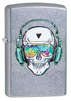 Custom Personalized Skull Headphone Design Zippo Street Chrome Windproof Lighter Free Engraving #29855