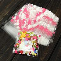 Oteshina 100 Pcs Mini Pink Heart Packaging Bag Clear Cellophane Cookie Sweet Package Wedding Birthday Candy - Party Toys Packs Orchard Birthdays Candy