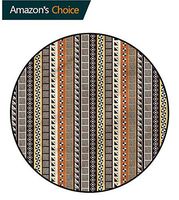 RUGSMAT African Modern Machine Round Bath Mat,Tribal Exotic Totem Mask Coffee Table Mat Non-Skid Living Room Carpet Diameter-39