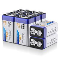 EBL 9V Rechargeable Batteries (8 Packs) Ni-MH 280mAh Battery