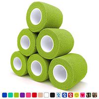 Cohesive Bandage 2" x 5 Yards, 6 Rolls, Self Adherent Wrap Medical Tape, Adhesive Flexible Breathable First Aid Gauze Ideal for Stretch Athletic, Ankle Sprains & Swelling, Sports, Grass Green