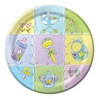 Bottles & Booties Baby Shower 7" Dessert Plates 8 Pack