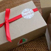 CosCosX 15 Sheets 1.38" Snowflake Merry Christmas Adhesive Label Badge Food Wrapping Sticker,Round Decorative Baking Sealing Label Topper Stationery Invitations Envelope Letter