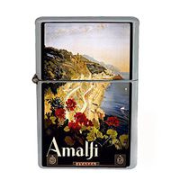 Wind Proof Dual Torch Refillable Lighter Vintage Poster D-021 Italy Vintage Travel Amalfi 1910
