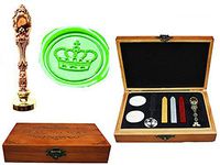 MNYR Imperial Crown Luxury Wood Box Red Brass Metal Peacock Wedding Invitations Gift Cards Paper Stationary Envelope Seals Custom Logo Wax Seal Sealing Stamp Wax Sticks Melting Spoon Wood Gift Box Kit