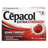 Cepacol 71016 Extra Strength Sore Throat Lozenge, Cherry, 16/Box