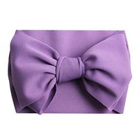 Ugthe Hair Ornaments Big Bow Bowknot Baby Girl Pure Color Headband Newborn Hair Band Photo Props - Purple