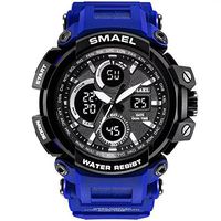 Psalmtrading SMAEL Multi-Function Men’s/Women's Sports Analog Quartz Dual Display Waterproof Watches LED Backlight 1708 (Dark Blue)