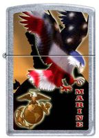 Zippo USMC Marines Eagle Military Lighter Street Chrome Finish New Release by Zippo