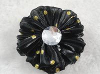 20pcs Organza Circular Flower Rhinestones Appliques Craft DIY (Pick Color) (Black)