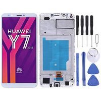 JUNXI Phone case Phone Cover LCD Screen and Digitizer Full Assembly with Frame for Huawei Y7 (2018)(Black) (Color : White)