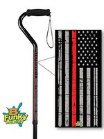 Aluminum Adjustable Foam Handle Offset Walking Cane Firefighter Thin Red Line
